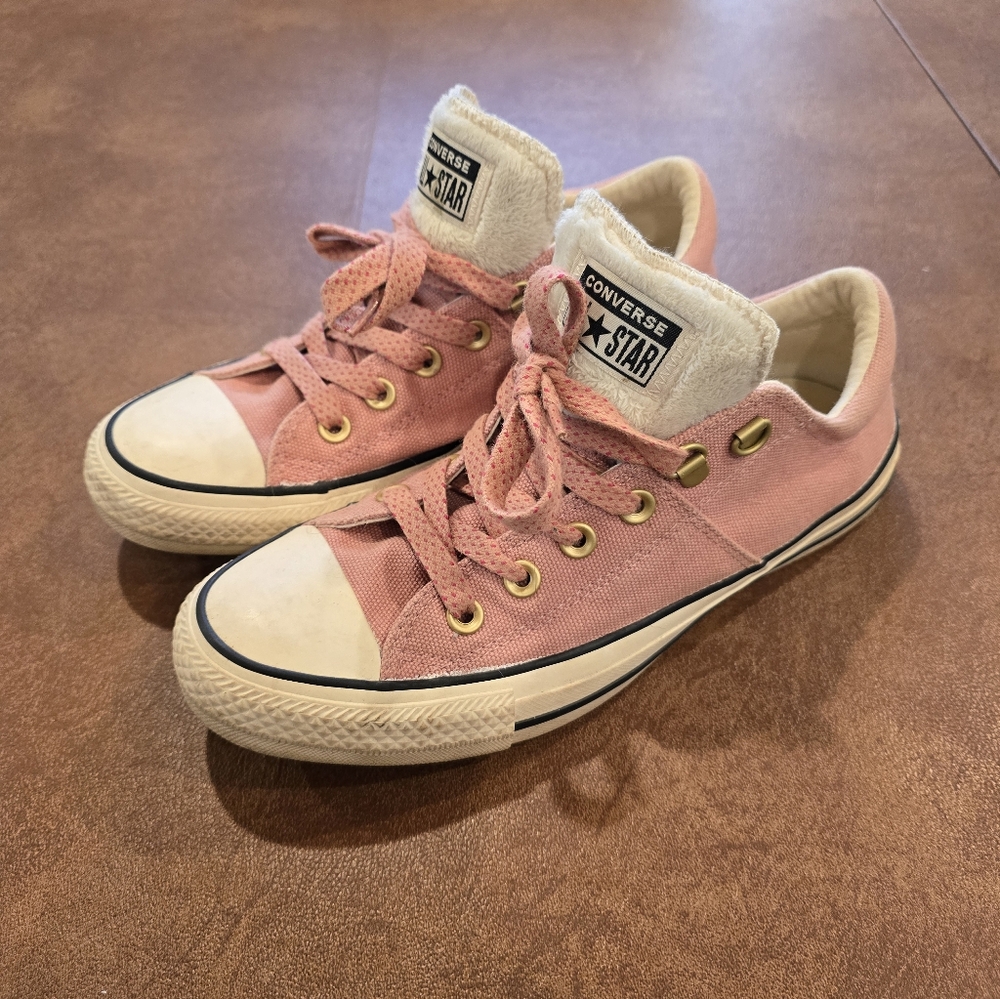 Womens Size 9 Converse All Star Madison Sneakers Shoes Rose Pink Fur Tongue